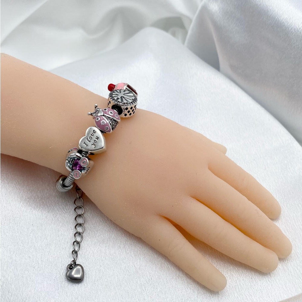 Linx Child’s Snake Chain Bracelet with 5 Linx Charms 925 sterling silver